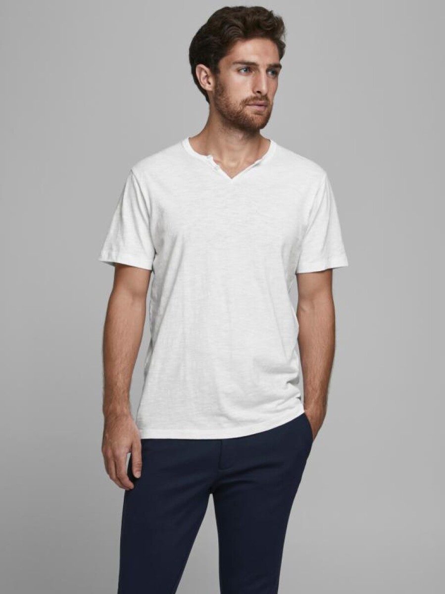 Camiseta Ret Cuello "v" Abotonado - White 