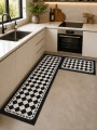 ALFOMBRA DE COCINA DAMERO NEGRO