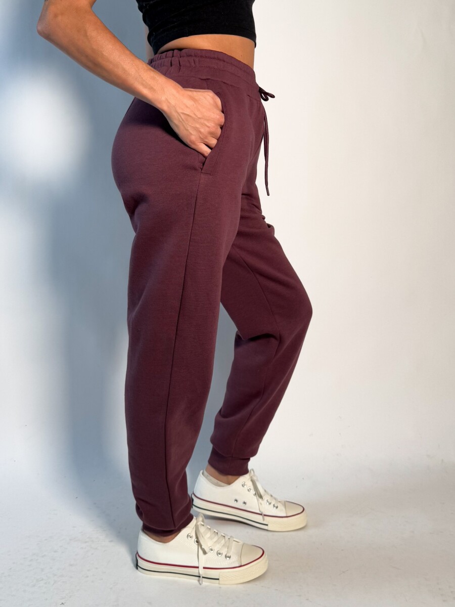 Jogger de algodon con puño Gaia - Bordo 