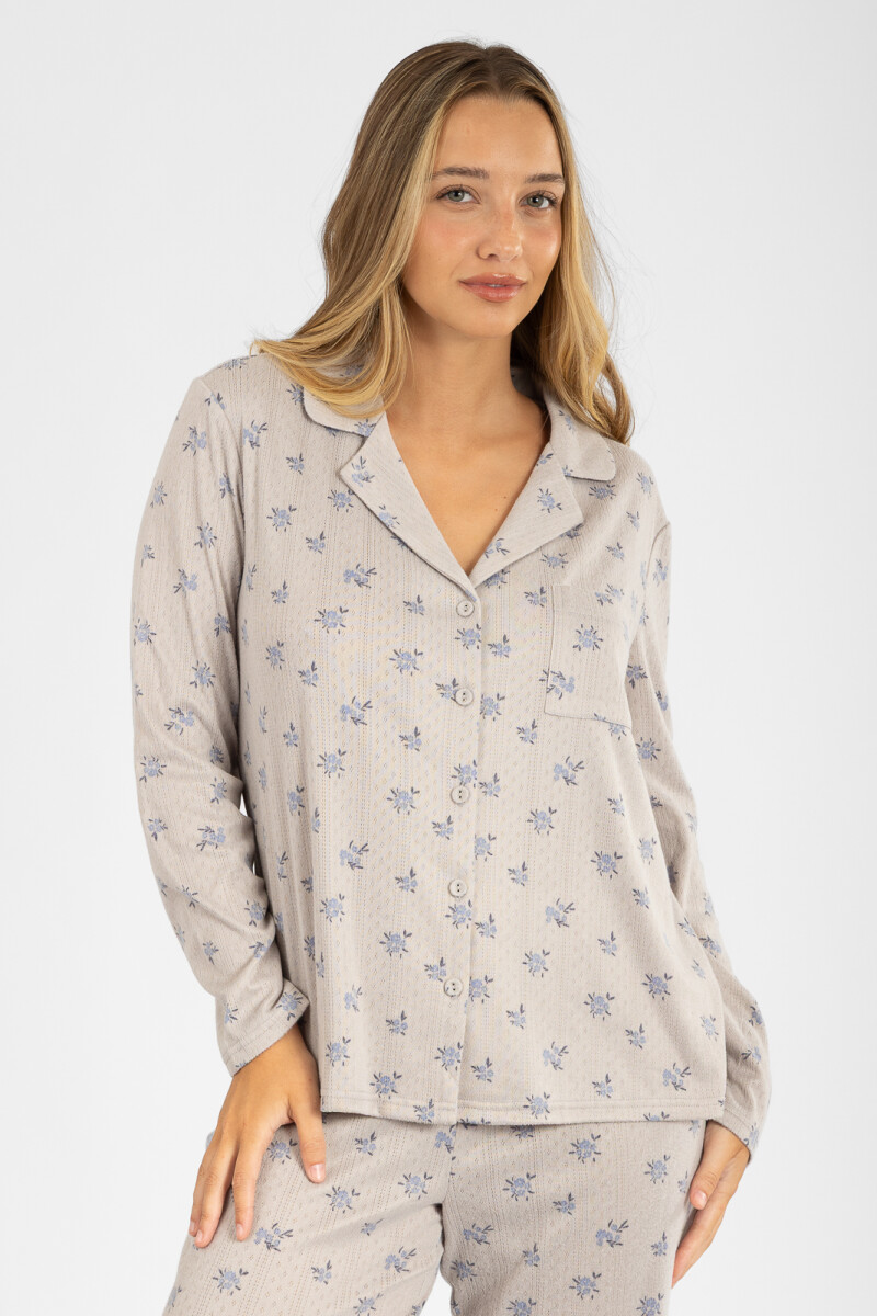 Pijama amerciano desagujado liberty Gris