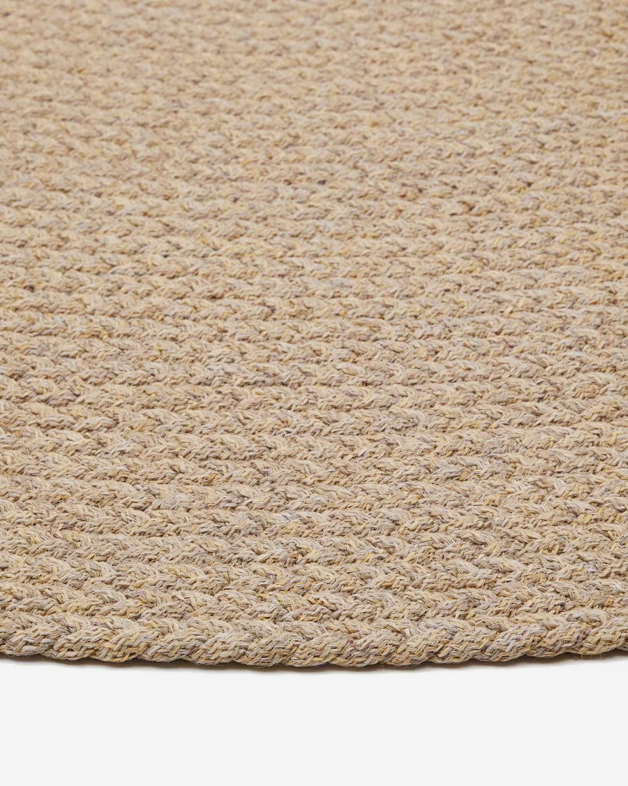 Alfombra redonda Despas de fibras sintéticas beige Ø 200 cm
