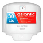 TERMOTANQUE ATLANTIC 30 Lts, TANQUE ACERO CLASE B blanco