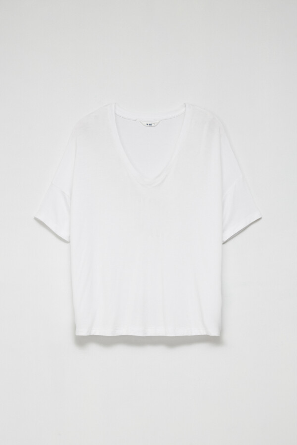 Camiseta manga corta de viscosa Blanco