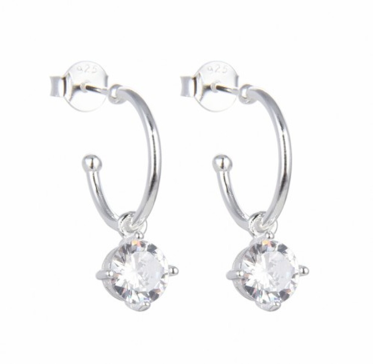 Par de aros de plata 925 con circonia. 