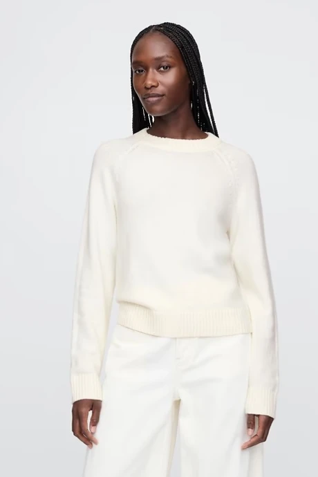 Buzo Cashsoft Cuello Redondo Mujer Ivory Frost