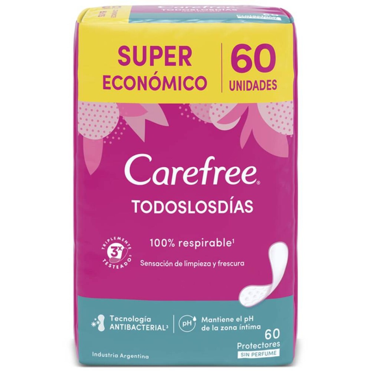 Protectores Diarios Carefree Todos los Días sin Perfume 60 Unidades 