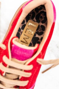 Zapatilla Gamuza Combinada Rojo