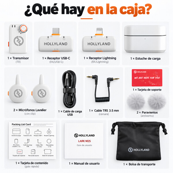 Micrófono Combinado Hollyland Lark M2s Ultimate MICROFONO HOLLYLAND LARK M2S ULTIM COMBO