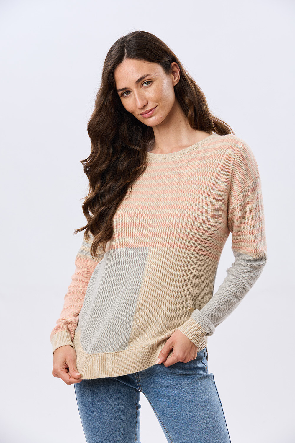 BUZO RAYADO TEJIDO Beige