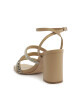 Sandalia Taco Ancho Beige Con Brillos U