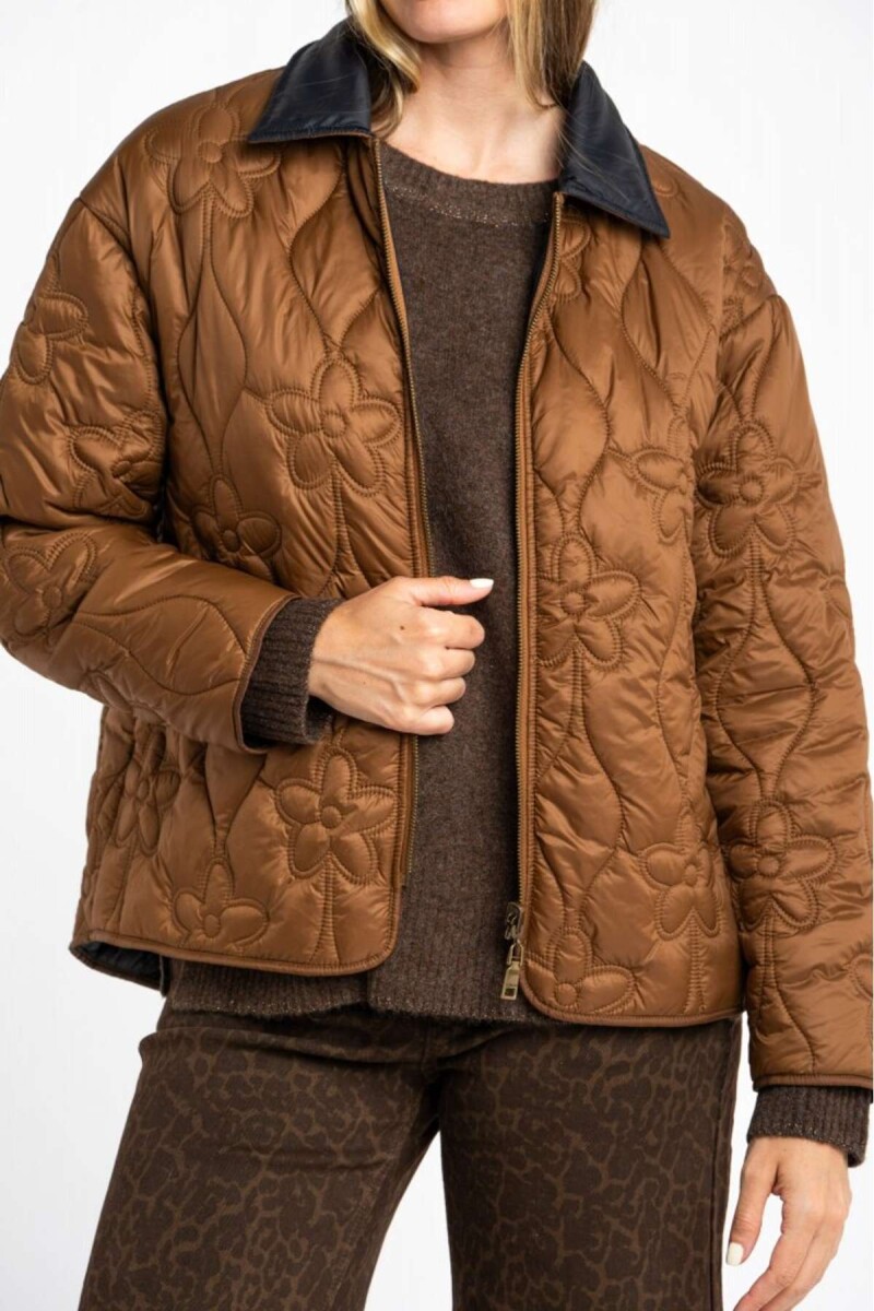 Campera Flores Reversble - Chocolate 