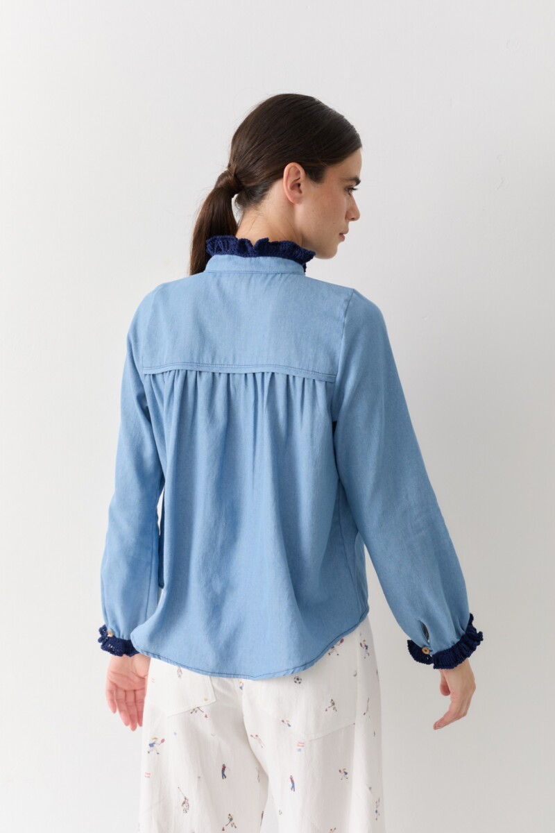 CAMISA SWIM JEAN CROCHET Celeste Pre Venta