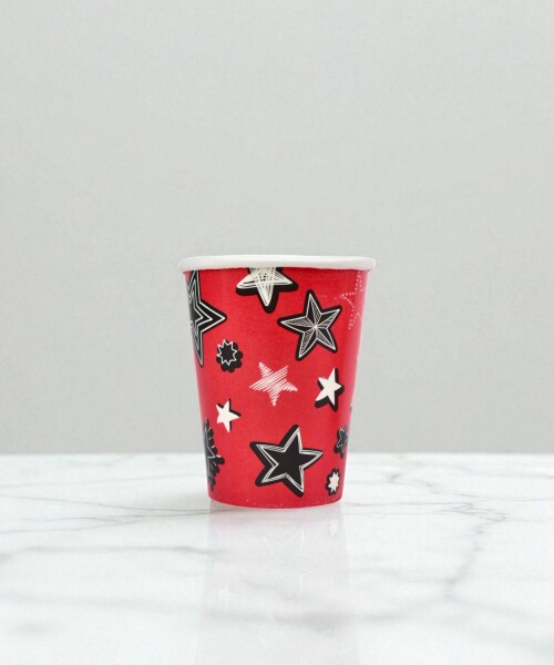 Vaso polipapel 8 oz ROJO STARS