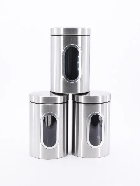 FRASCOS DE ALMACENAJE SET 3 PCS PLATEADO