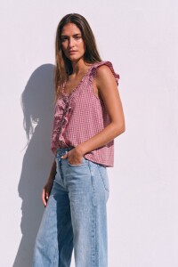 Blusa Gingham Rosa