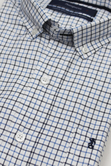 Camisa de Hombre Premium a Cuadros Cuadros Azul y Celeste