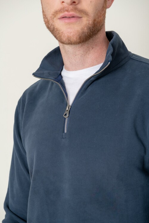 Sweater algodón medio cierre Navy