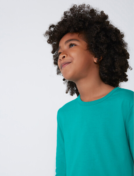 CAMISETA BÁSICA UNISSEX INFANTIL MANGA LARGA VERDE