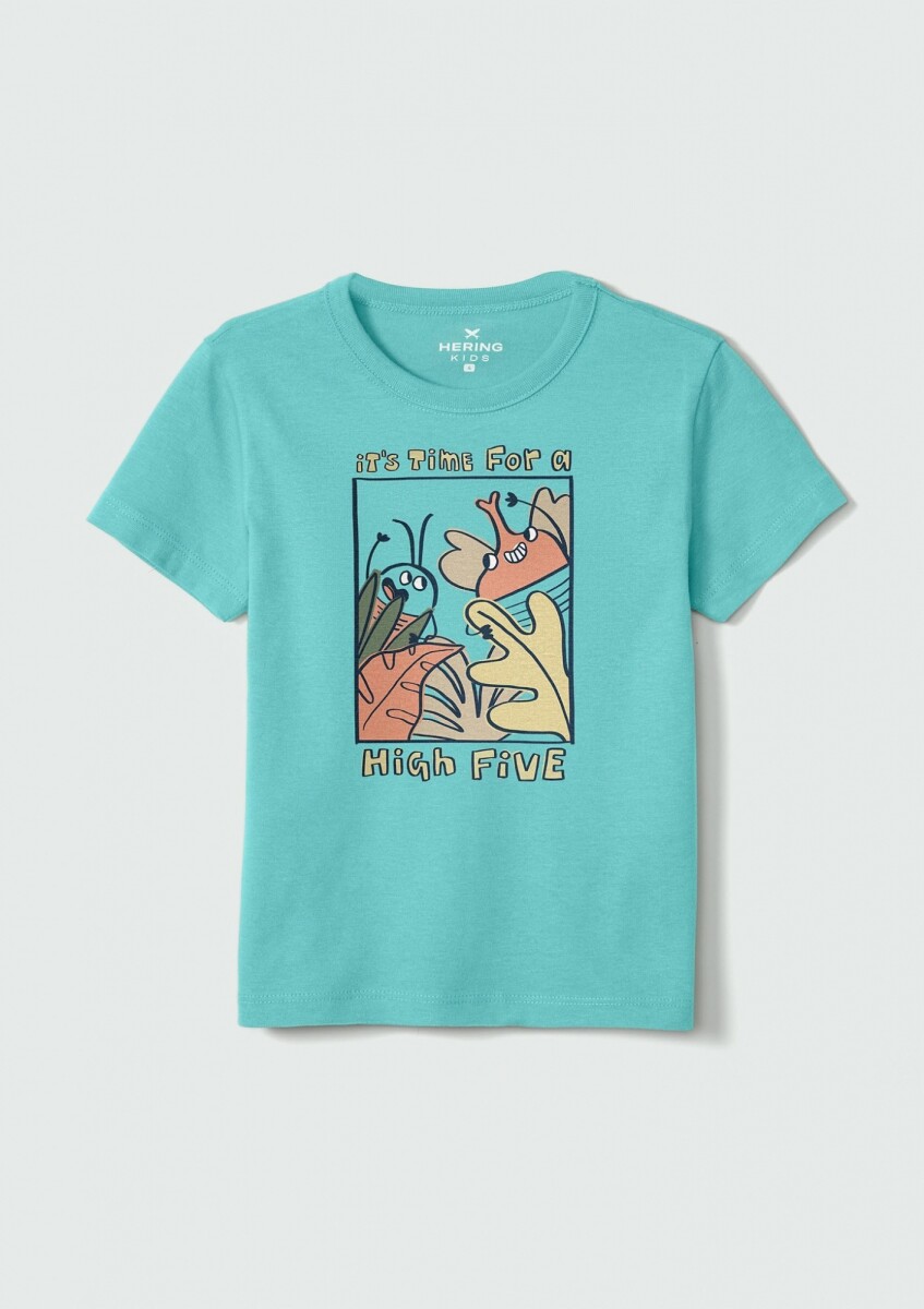 CAMISETA INFANTIL CON ESTAMPA - AZUL CLARO 