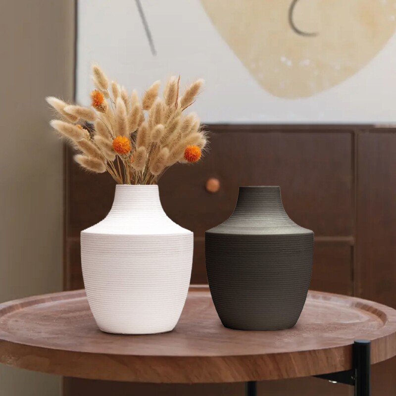 FLORERO CERAMICA D14x18CM BLANCO/NEGRO MATE FLORERO CERAMICA D14x18CM BLANCO/NEGRO MATE
