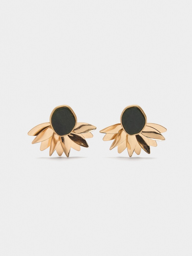 Pendientes Media Flor De Resina verde