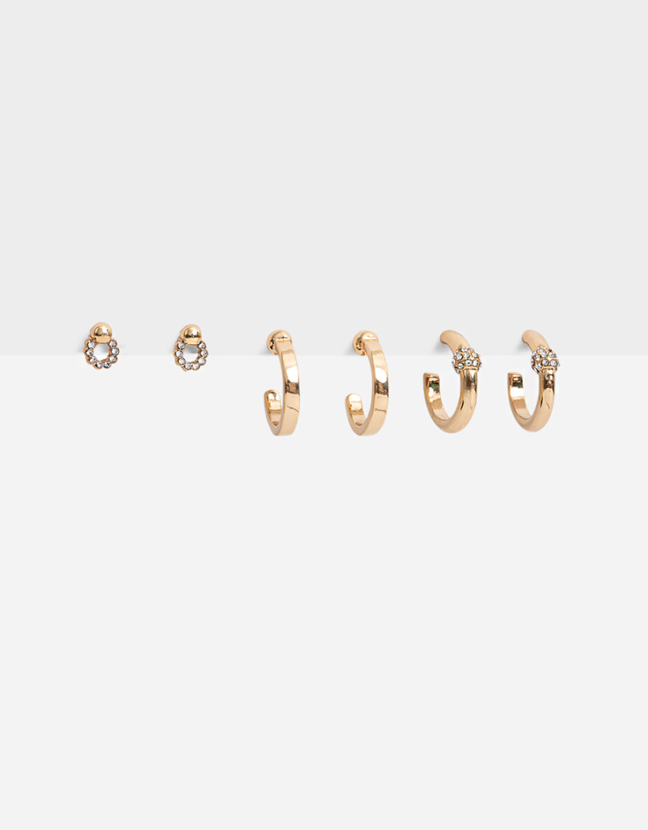 Set De Aros Bañado En Oro 