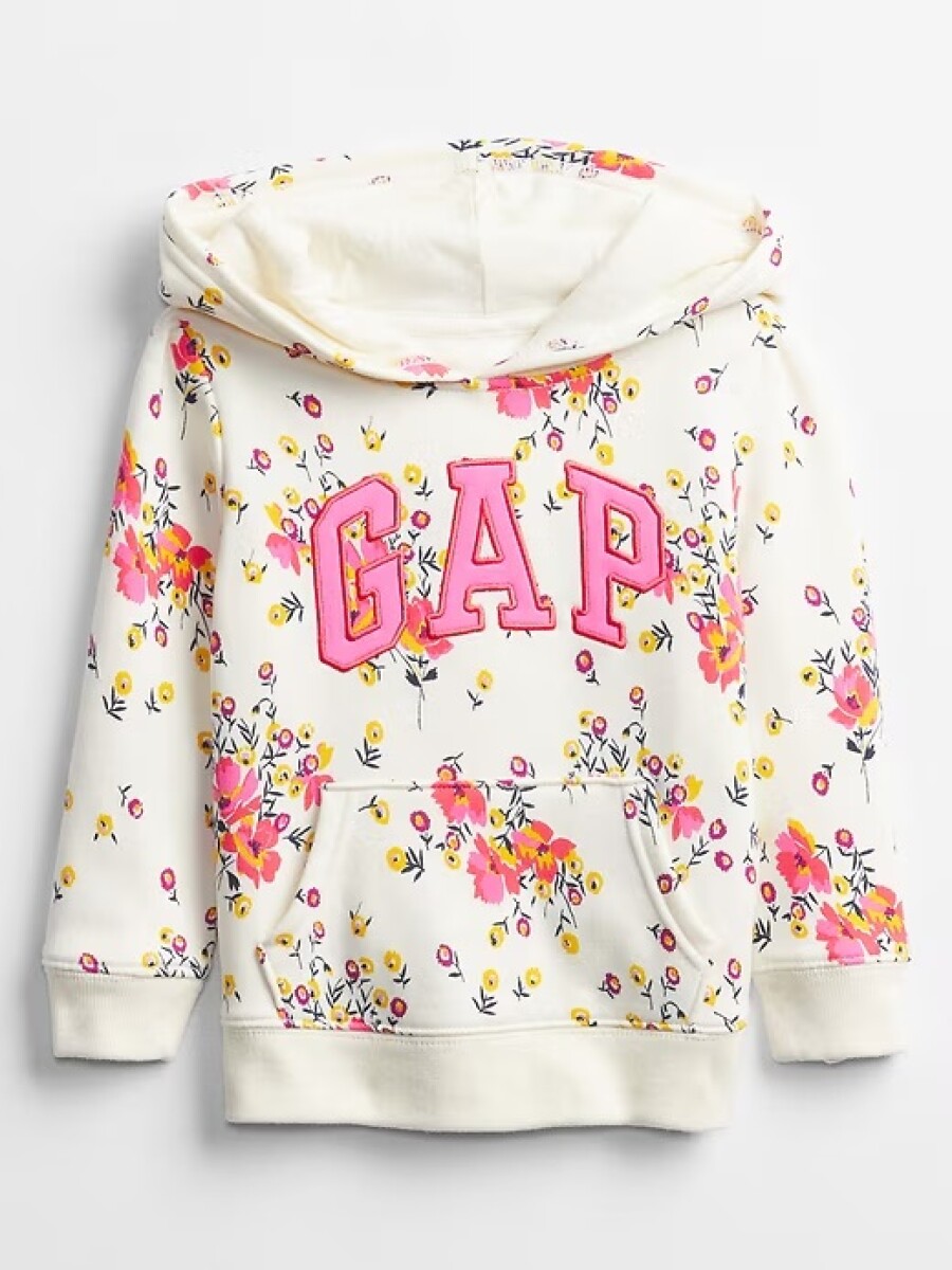 Canguro Con Cierre Logo Gap Sin Felpa Niña - White Floral Print 