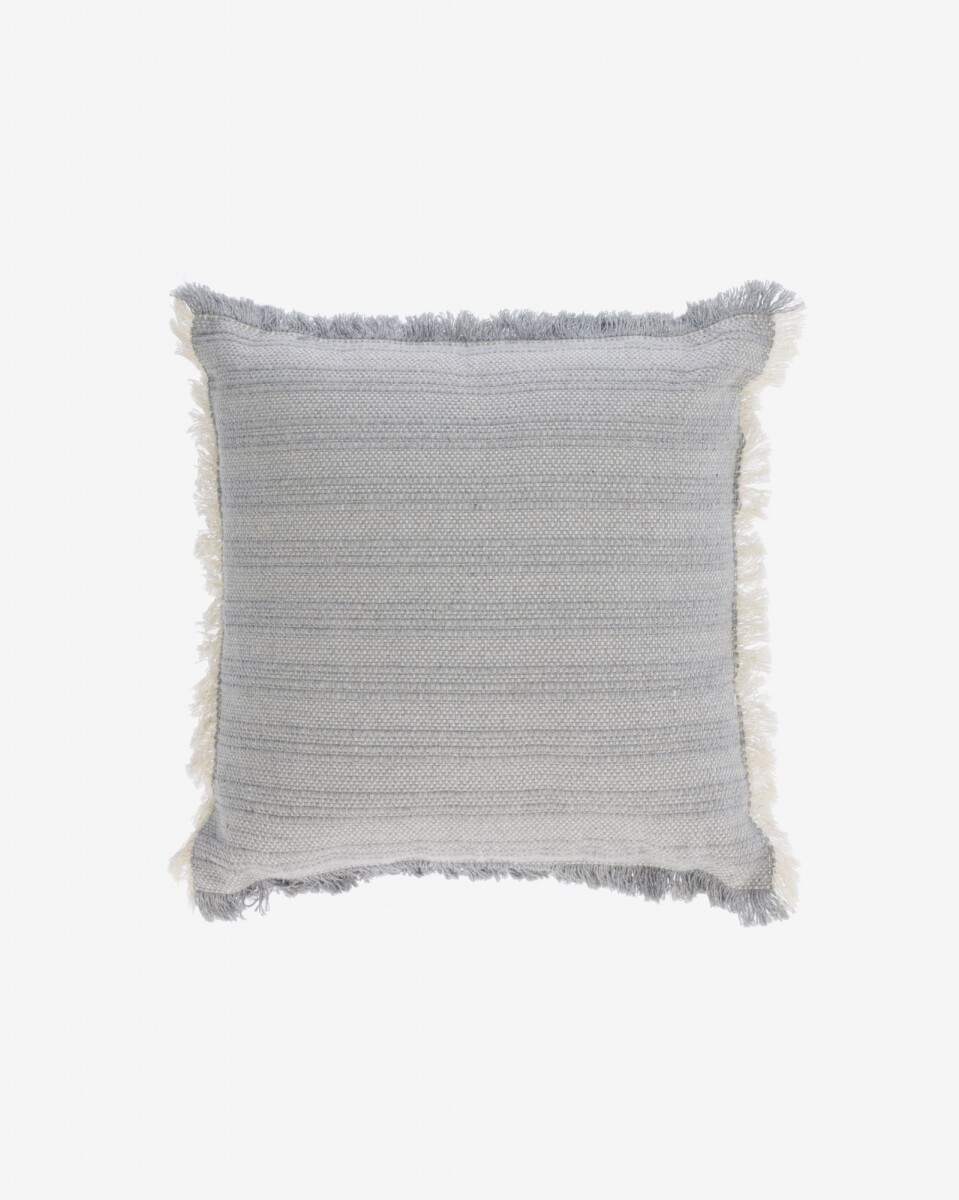 Almohadón Devi 100% algodón flecos beige y azul 45 x 45 cm 