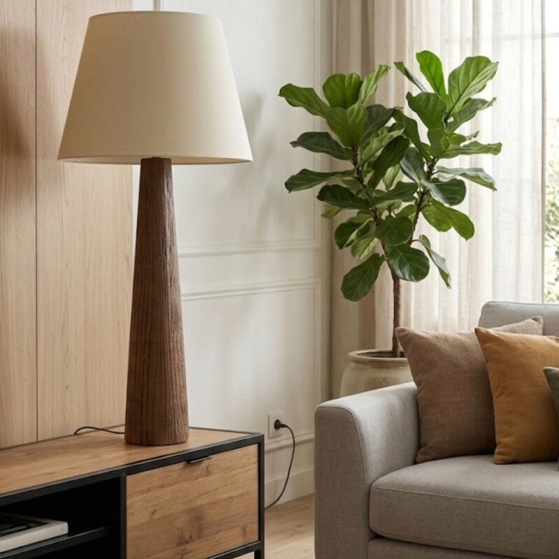LAMAPARA DE PIE BLANCA/MARRON 42X108CM Unica