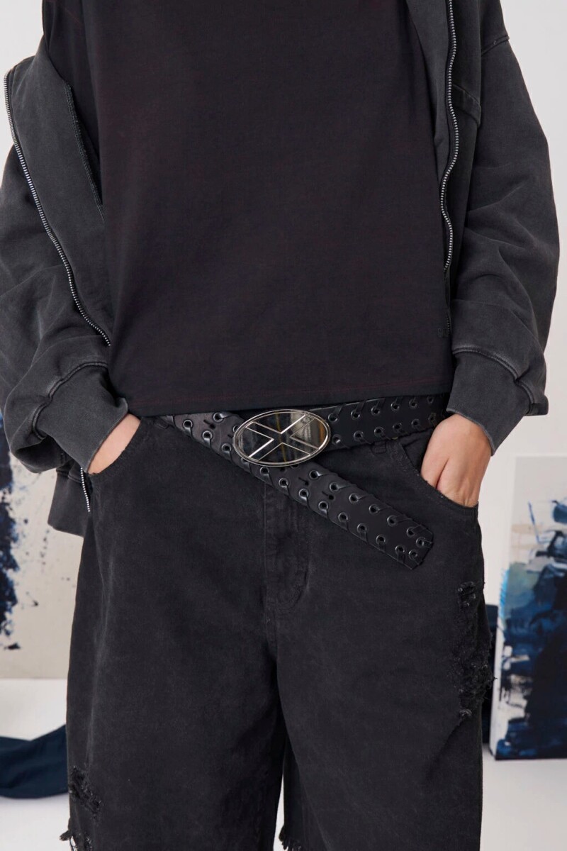 CINTO CHEVAL HEBILLA NIQUEL Negro