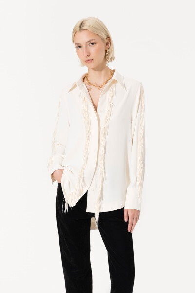 CAMISA FRINGE Beige