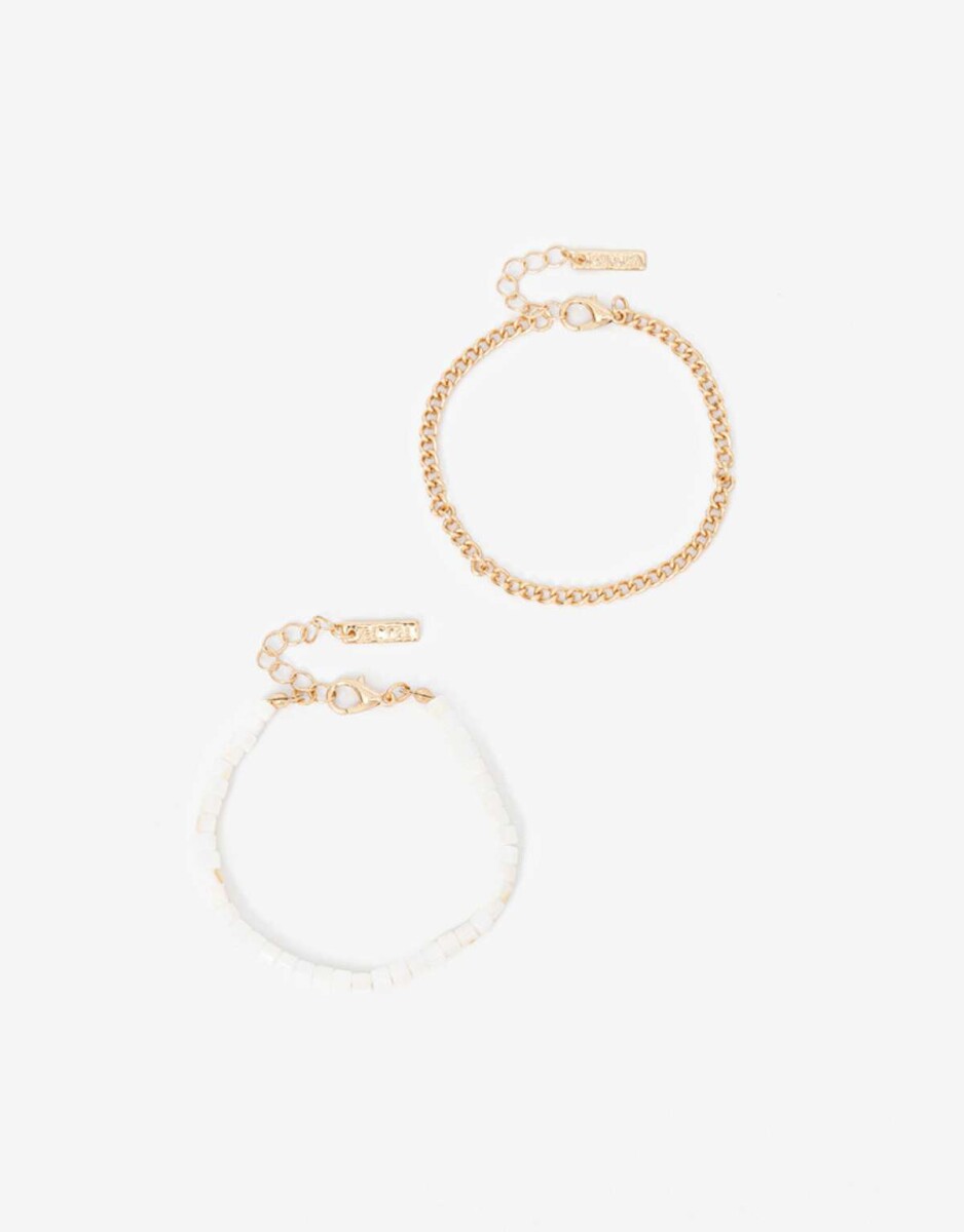 Set De Pulseras Flexibles Combinadas - Dorado 