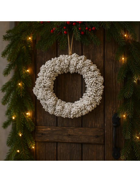 CORONA NAVIDEÑA DE PIÑAS D35CM BLANCO CORONA NAVIDEÑA DE PIÑAS D35CM BLANCO