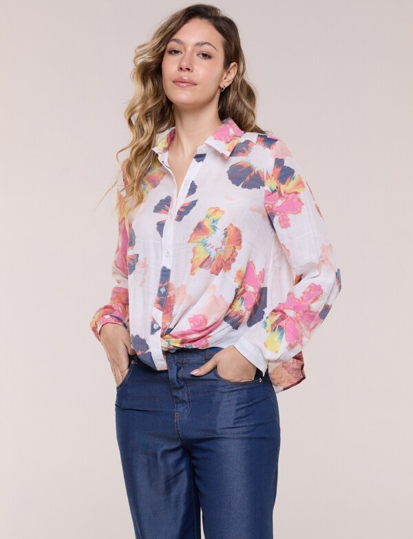 Camisa Botones Nudo BLANCO/MULTI