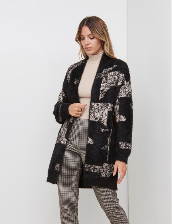 Cardigan Soft Mohair NEGRO/BEIGE