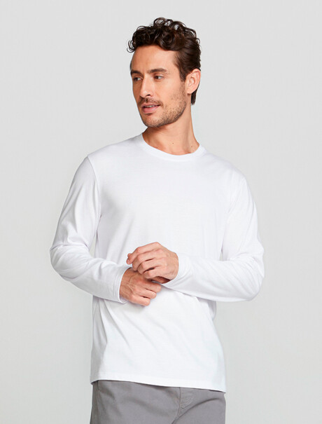 CAMISETA BÁSICA MANGA LARGA BLANCO