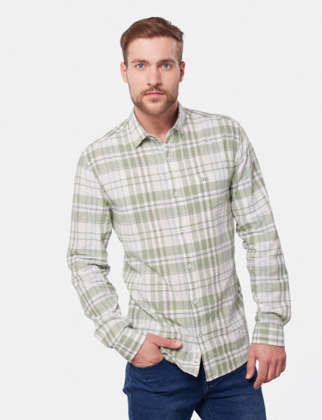 CAMISA DE LINO A CUADROS Verde