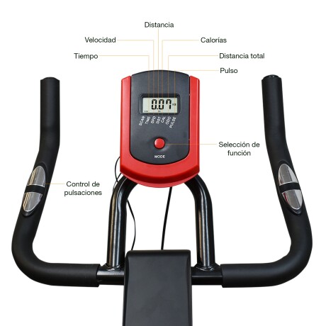 Bicicleta de Spinning Regulable para Fitness con Monitor Negro/rojo