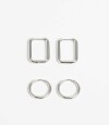 Aros Argollas Set Metal Plateado