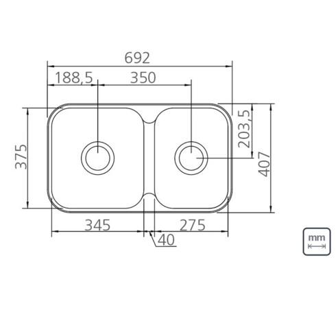 Pileta Y Media De Cocina Brillo 69X40X15 000