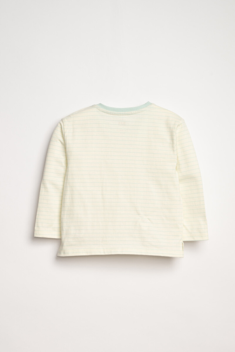 Remera Manga Larga Estampada Rayas Verdes