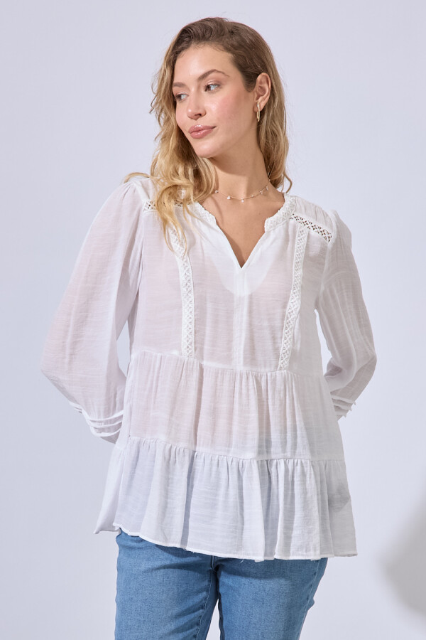 Blusa Detalle Puntilla BLANCO