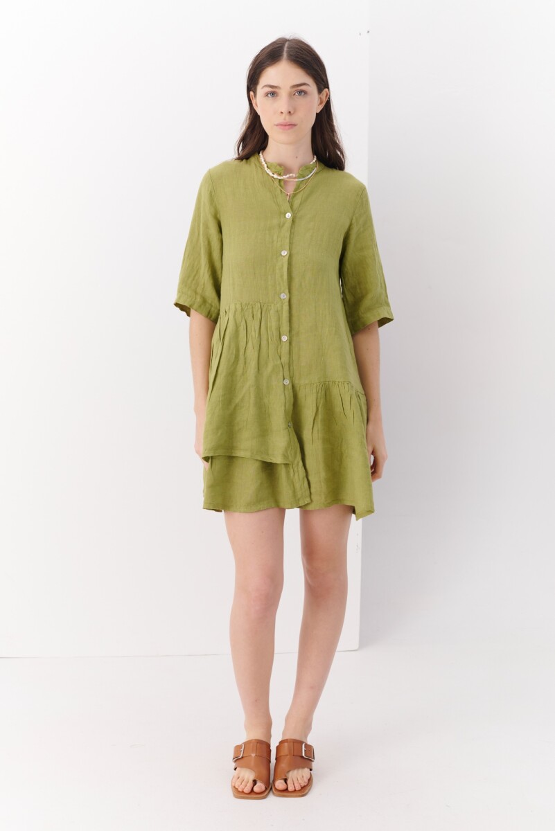 VESTIDO LINO STEP - OLIVA 
