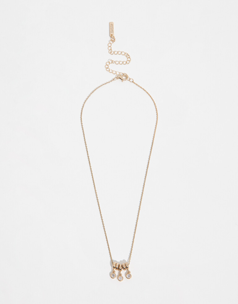 Cadena Corta con Dije Strass Collar Con Dije De Cubic Zirconia - Dorado