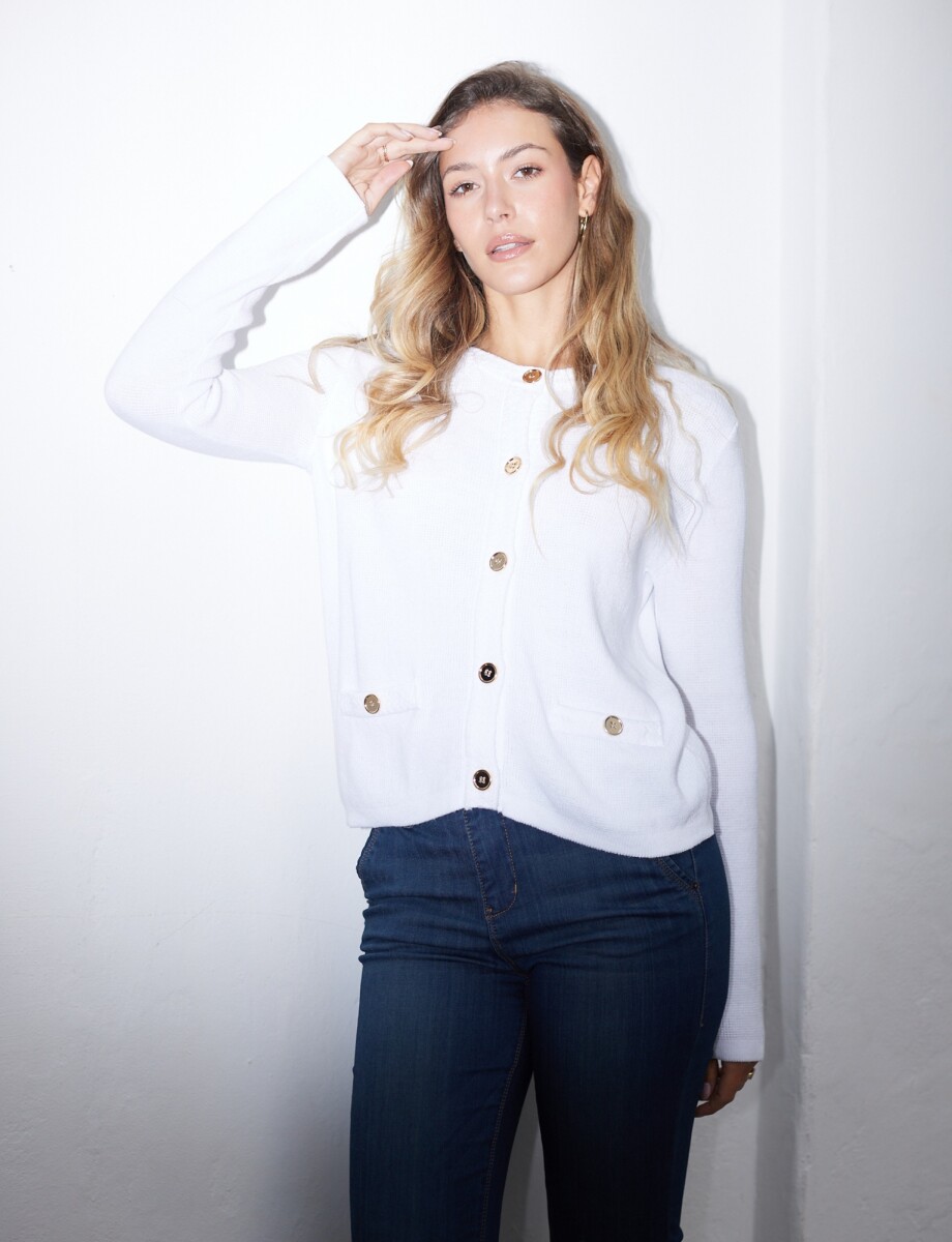 Cardigan Algodón - Blanco 