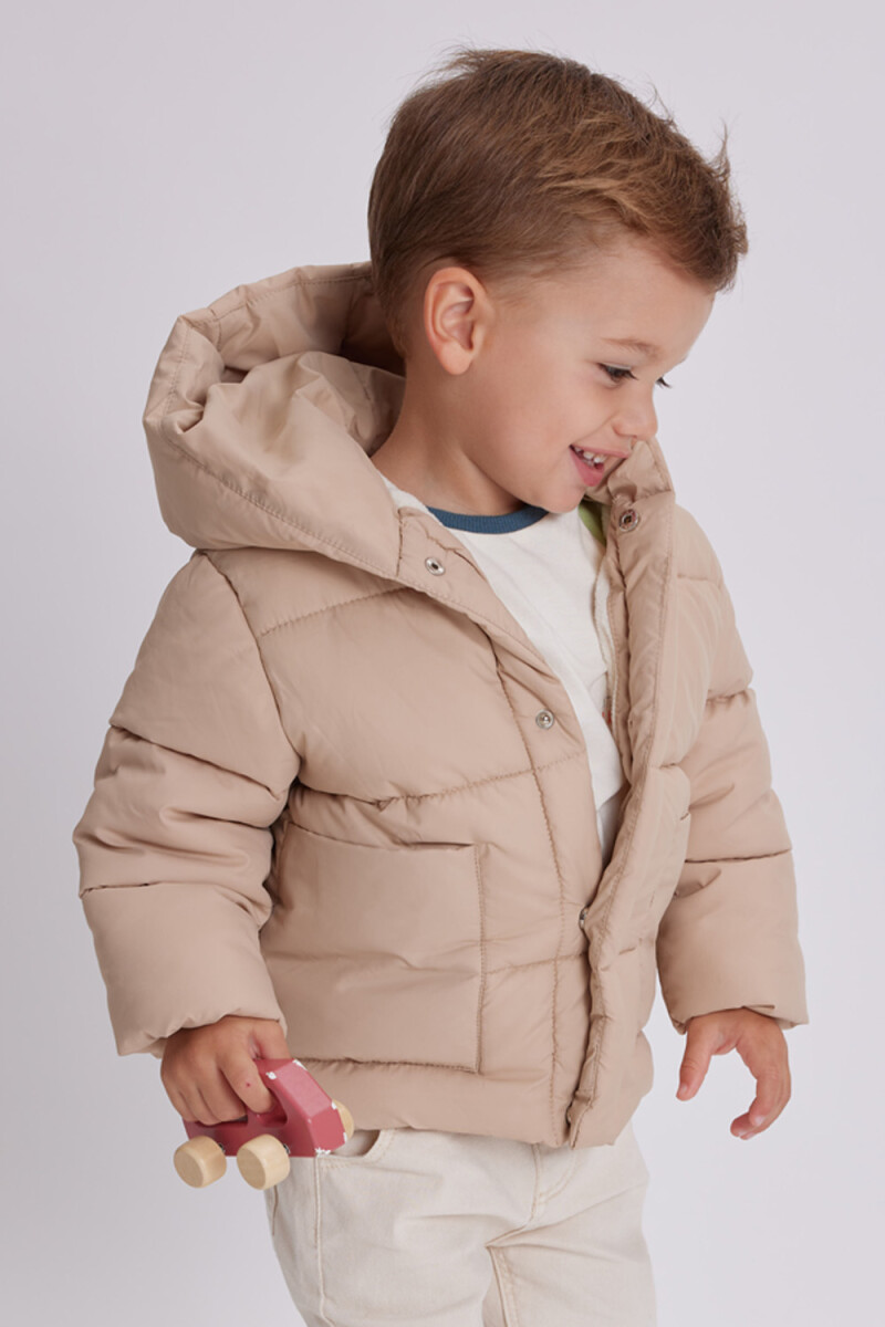 Campera Abrigo Combinado Beige