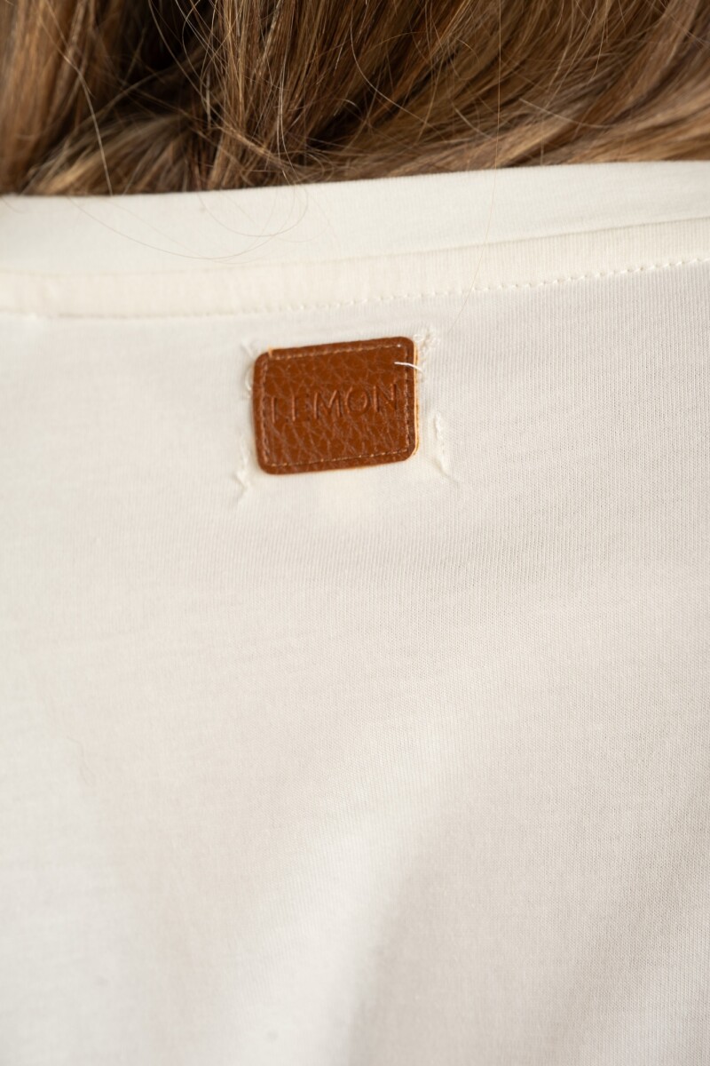 Remera Algodón Combinada Crudo