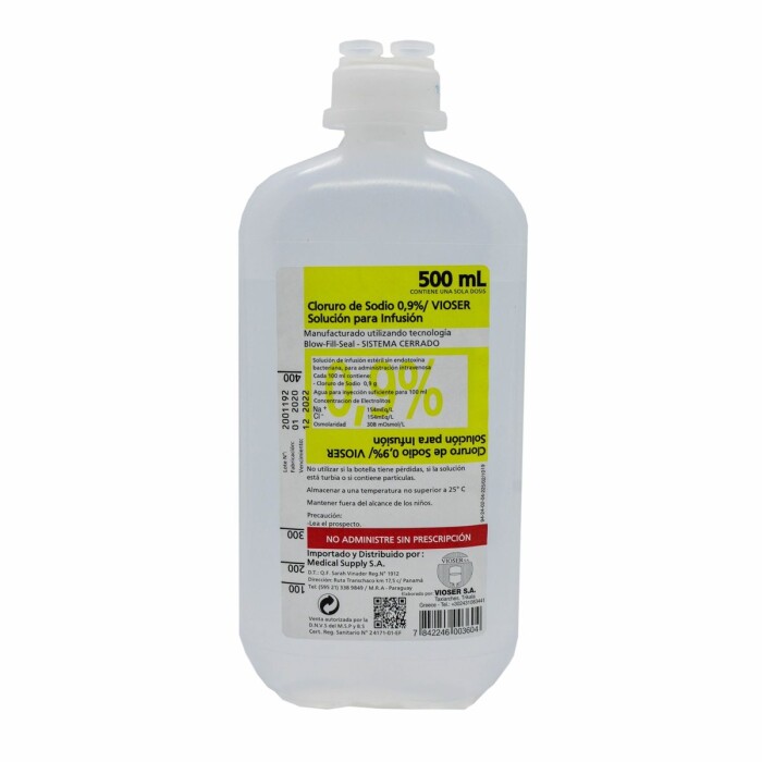 SUERO FISIOL. 0, 9% VIOSER FR. X 500 ML. única