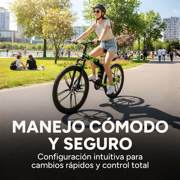 Bicicleta JJFH Rod 26 Doble Suspensión Plegable Freno Disco Color Verde