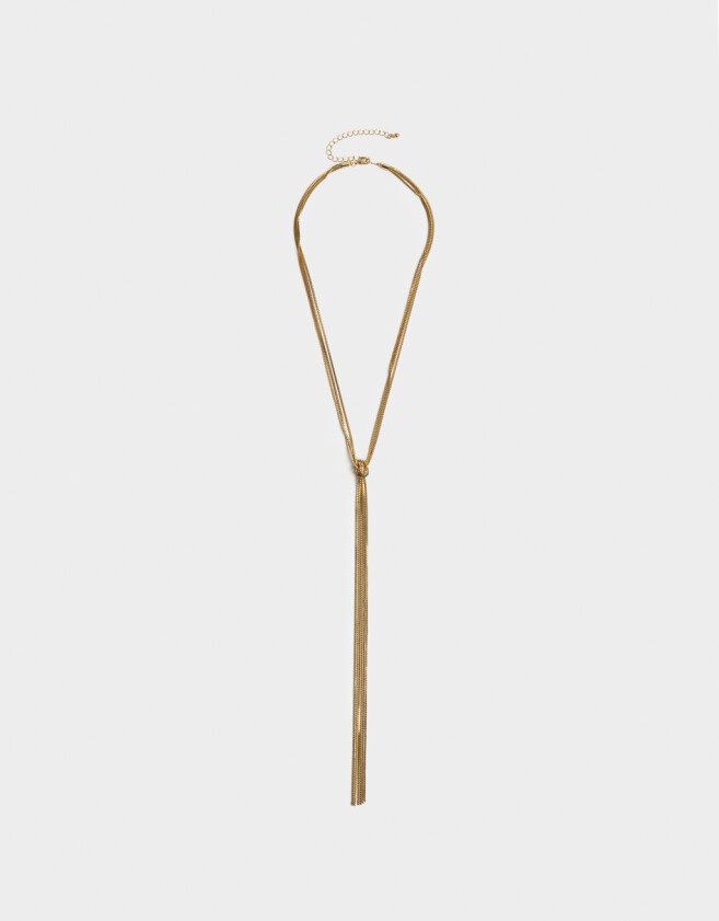 Collares Largos Metal Collar Largo Con Cadenas - Dorado